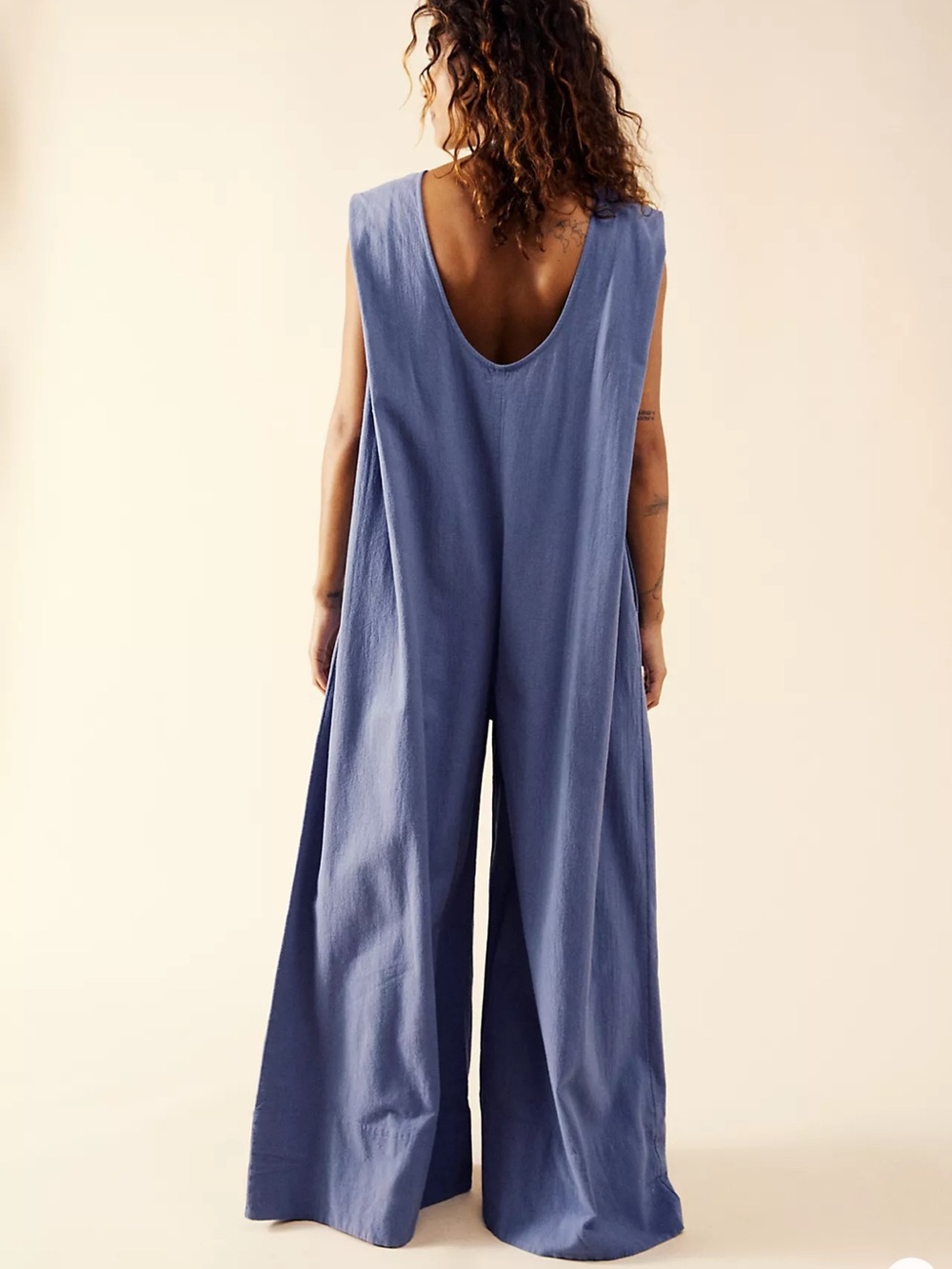 NEW Free People Quinn Jumpsuit Blue Oversized Loose Fit Wide Leg Womens Small - Picture 4 of 14